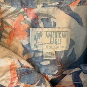 American Eagle Outfitters Floral Shirt - Blue and Coral